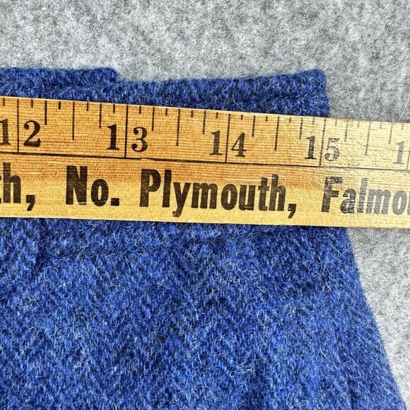 Talbots Wool Blend Straight Skirt Womens 8P Petite Blue Lined Herringbone Zip - Picture 7 of 10